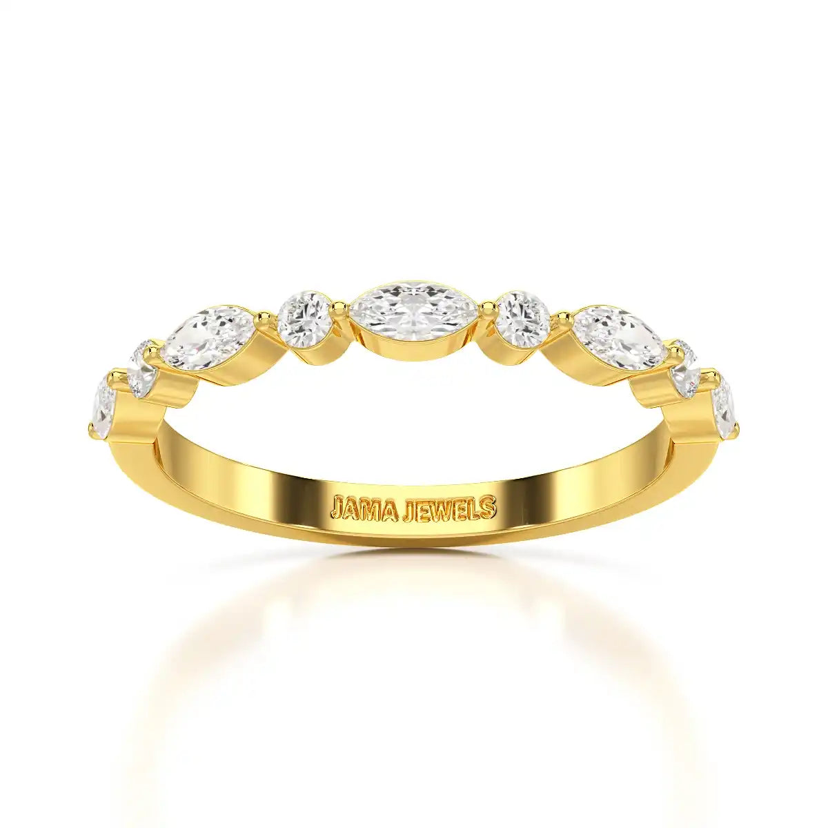 0.45 CT Half Eternity Ring with Marquise & Round Cut Lab Diamonds
