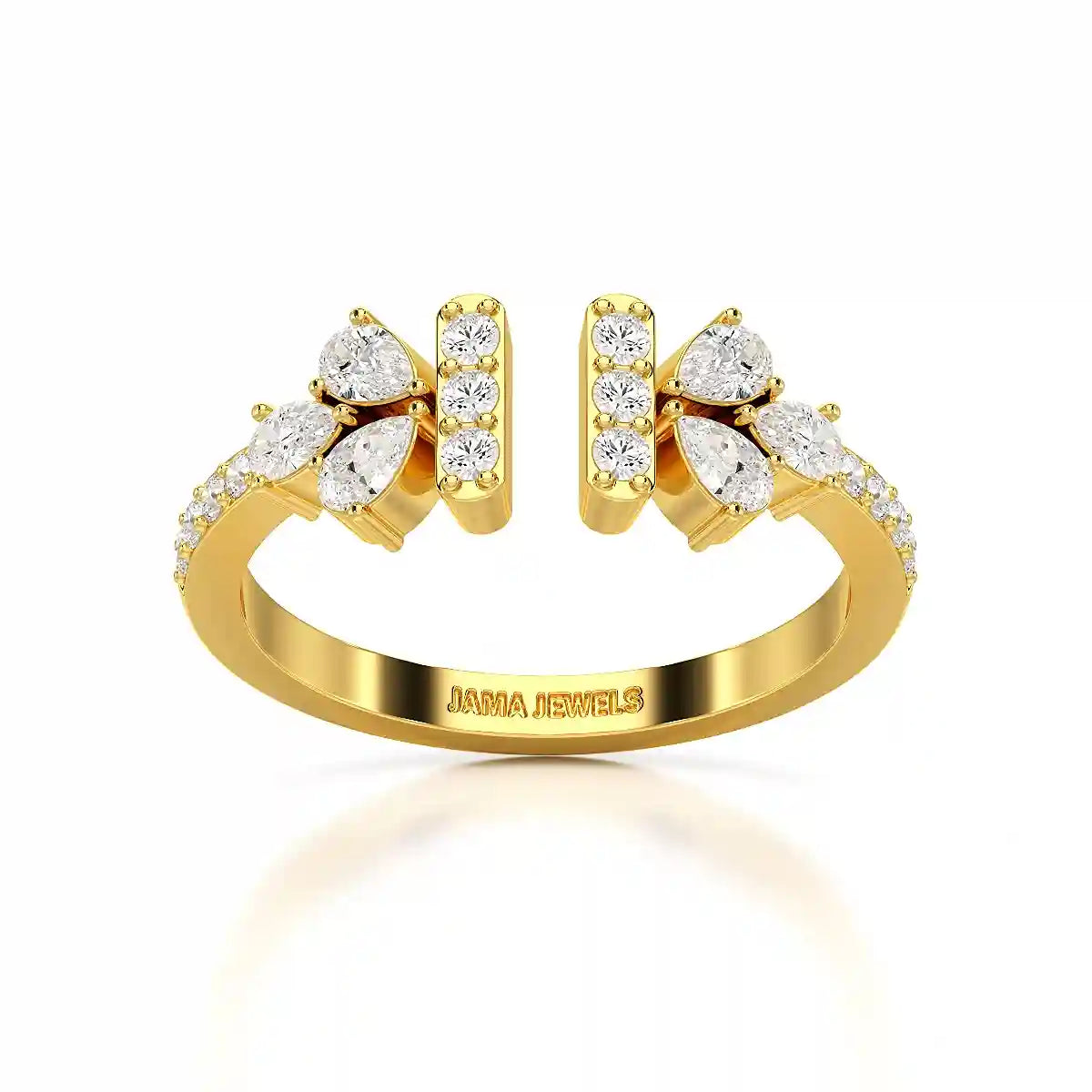0.5 CT Lab Diamond Open Ring with Pear and Round Cut Diamonds