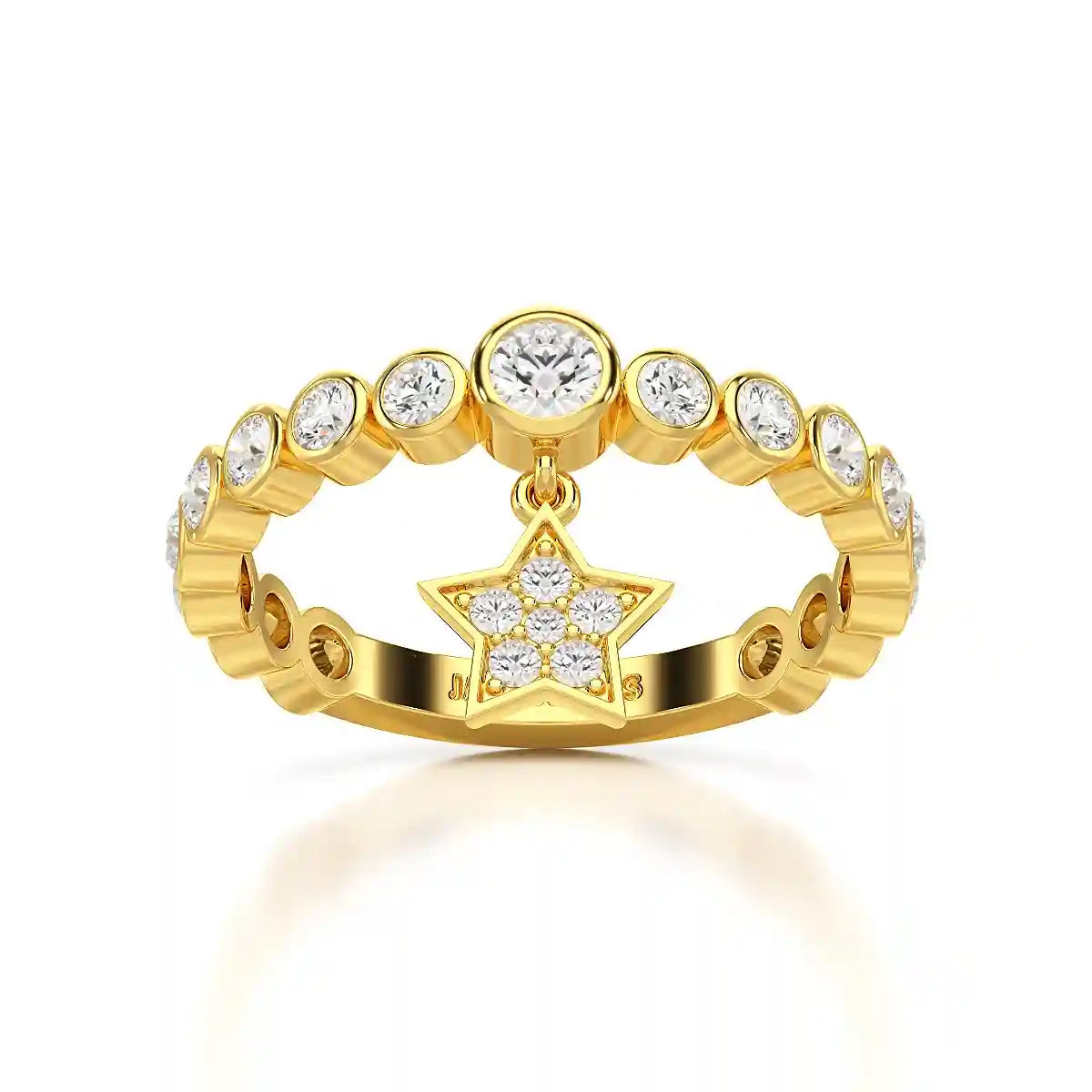 0.70 CT Round Cut Lab Diamond Ring with a Dangling Star