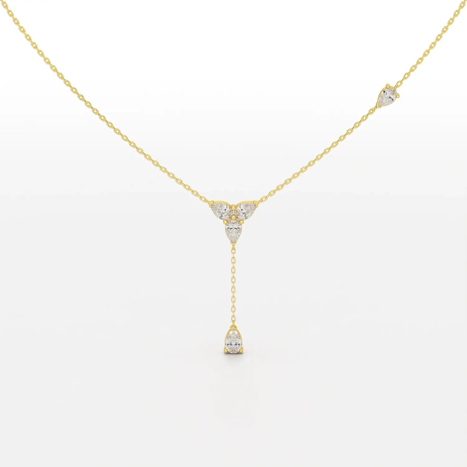 1 CT Drop Necklace with Pear Cut Lab Diamonds