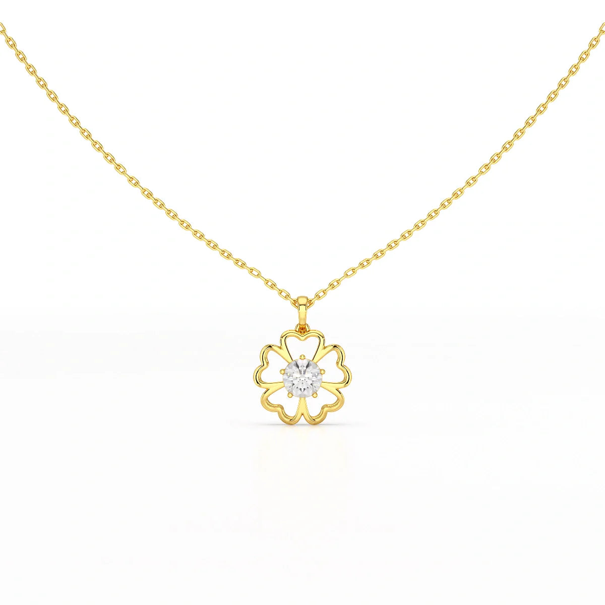 0.65 CT Heart Shape Pave Setting Chain Pendant With Round Cut Lab Diamonds