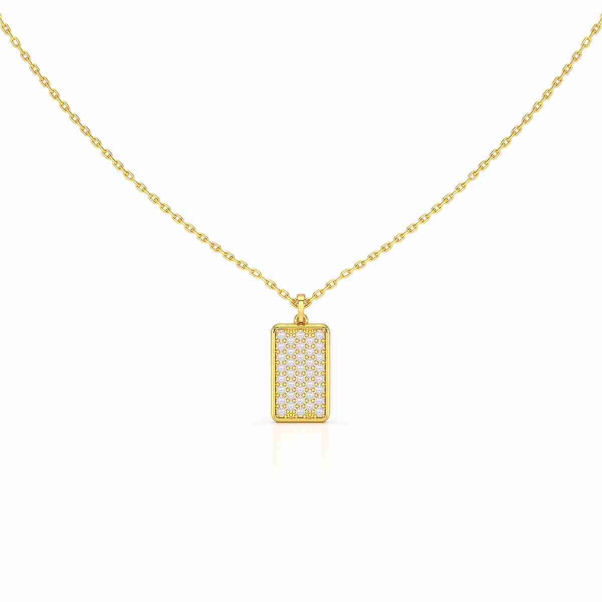 0.50 CT Lab Diamond Rectangular Chain Pendant with Round Diamonds