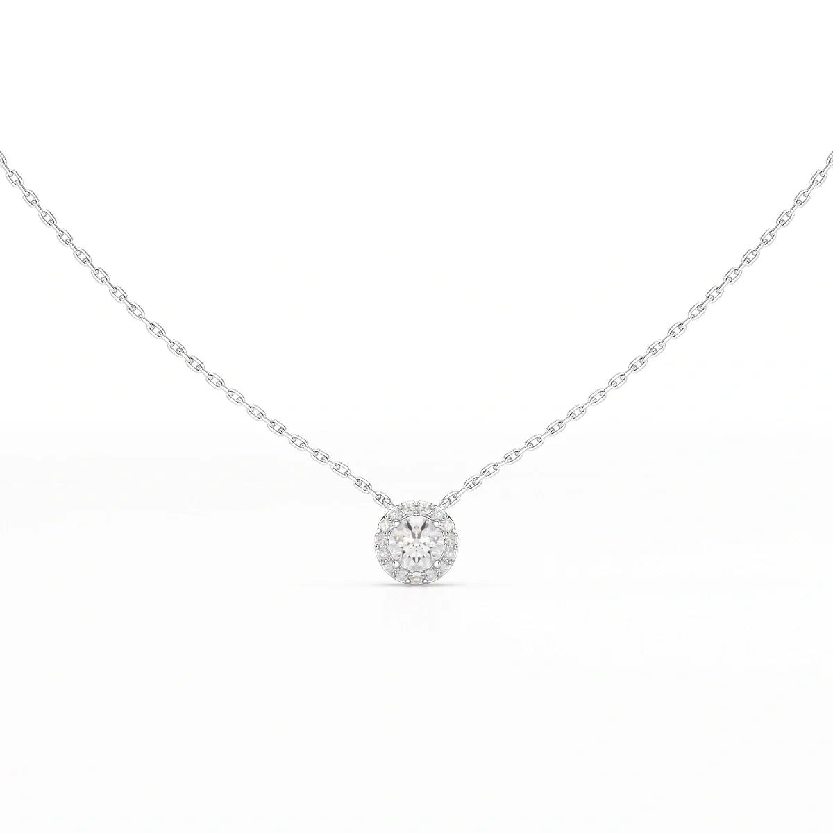 0.60 CT Round Cut Halo Lab Diamond Chain Pendant