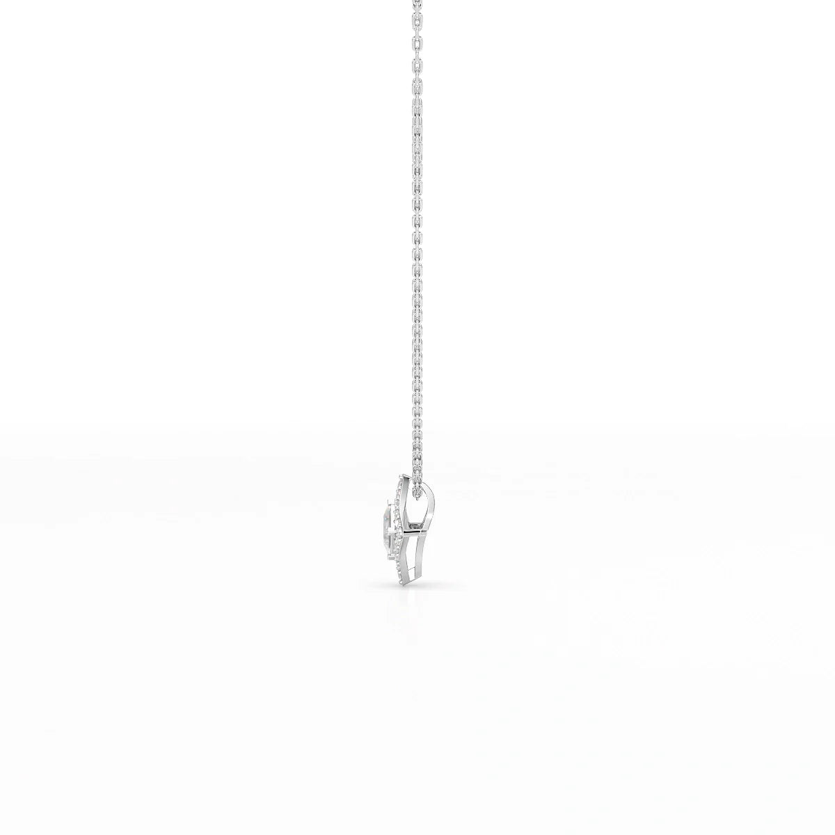 0.70 CT Princess Cut Halo Chain Pendant with Round Diamonds
